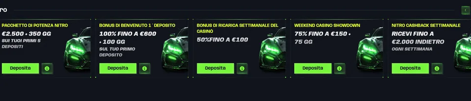 Ricariche settimanali e Nitro Cashback su Nitrobet